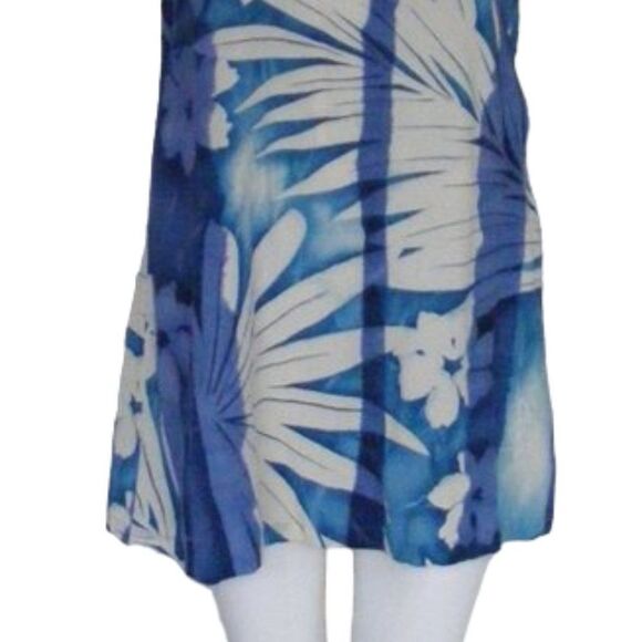 JAMS WORLD Dress, S, Veranda Print, Blue/White, Shift, Keyhole, Sleeveless - Picture 8 of 11